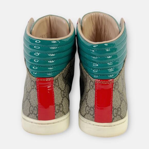 Gucci GG Supreme Monogram Patent Womens High Top Sneakers Size 36 - Picture 3 of 16